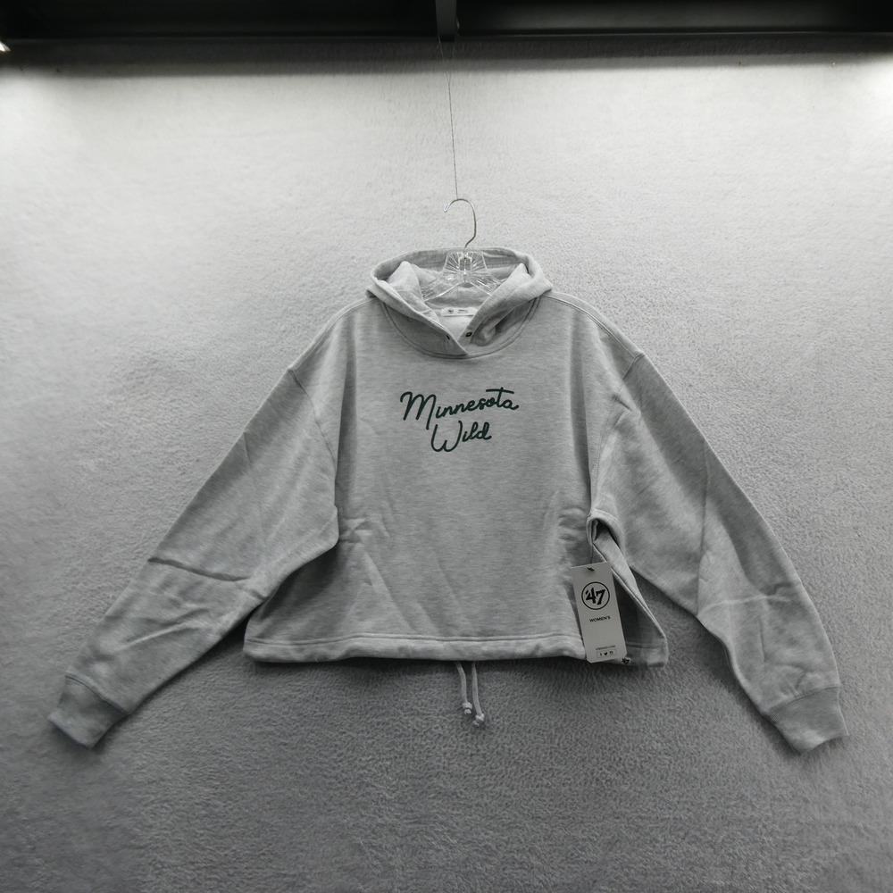 47 Brand Hoodie Womens Small Minnesota Wild Grey Cropped NHL Sweatshirt